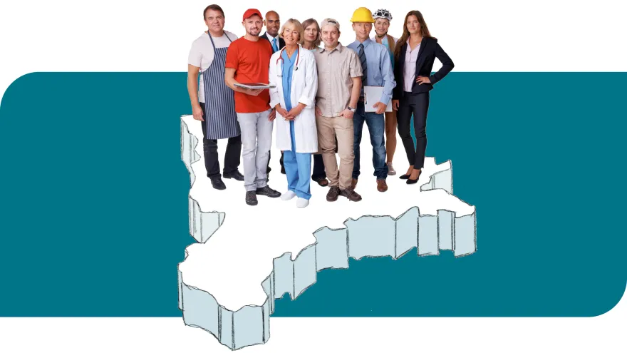 Menschen aus verschiedenen Arbeitsbranchen